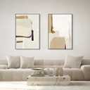 Living Room Wall Art Warm and White Abstract Painting Picture Decoration, Greyscale Beige Canvas Artwork for Office Bedroom Walls Decor 16 x 24 Set of 2 Framed