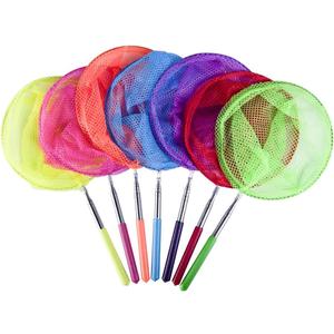 7-Piece Colorful Telescopic Kids Fishing Net Butterfly Net Catching Insects Bugs Beach Toys for Kids Outdoor Playing (Small)