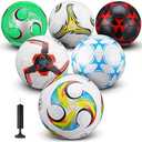 Deekin 6 Pcs Soccer Ball with Pump Size 5/4/3 Soccer Ball Official for Indoor Outdoor Sport Practice Competition Training Accessories for Child Teen Adult Game Training Back to School