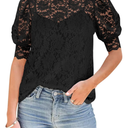DOROSE Womens Tops and Blouses Dressy Casual Lace Floral Long Sleeve Shirts M