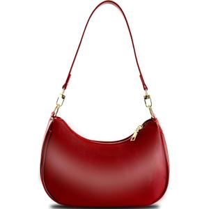 Shoulder Bags for Women Leather Cute Hobo Tote Handbag Under the Arm Purses Mini Clutch Purse with Zipper Closure (Red)