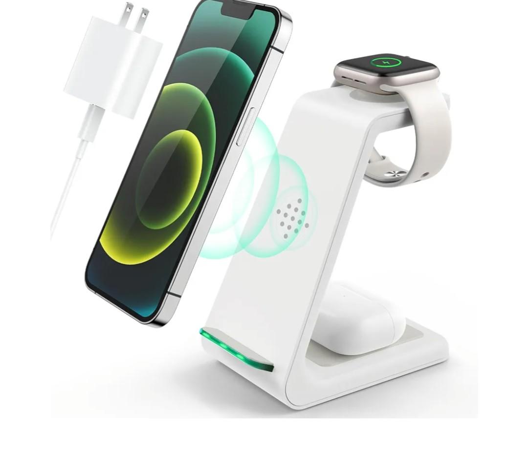 3 in 1 Wireless Charging Station, 2026 Upgraded Fast Desk Charger Station for iPhone 17 16 15 14 13 12 Pro Max Plus, Charger Stand for Apple Watch 11 10 9 8 7 6 5 4 3 2 Ultra SE, Airpods 4 3 2 Pro