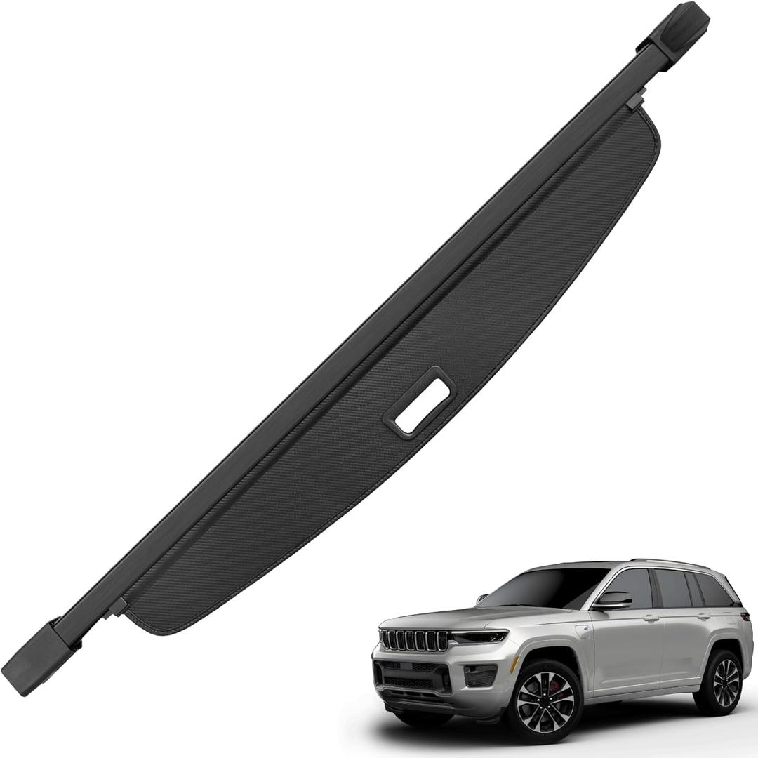 Trunk Cargo Cover for Jeep Grand Cherokee(2 Row; WL) 4XE 2022-2026,Anti-Peeping Retractable Cargo Cover for Security Shade, Privacy Screen with Carbon Fiber Texture, Grand Cherokee Accessories
