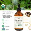Organic Castor Oil 100% Pure Natural Hair Oil for Hair Growth, Castor oil for Skin Lashes Nails Face Eyelash Eyebrows, Cold Pressed Hexane Free Unrefined USDA Certified 4OZ