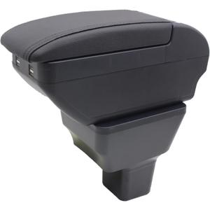 YJYWZH Double-Layer Armrest Box for Nissan Versa Almera 2020-2024 Car Center Storage Box Organizer Interior Hand Centre Consoles with 4 USB Port Cup Holder Black Accessories