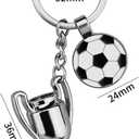 2 pieces green football Soccer field key chain + Soccer football match trophy key chain with gift bag as a birthday gift for football lovers, souvenirs
