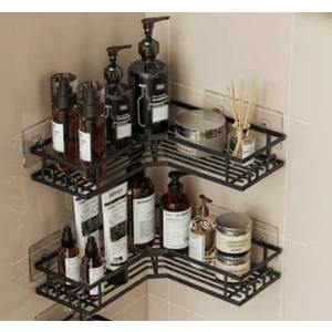 TAILI 2 Pack Corneradaptive Suction Cup Shower Caddy, Stainless Steel Rustproof Corner Shower Shelves, Large Capacity, Removable Suction Cup Bathroom Organizer, DrillFree Wall Mounted Baskets, Black