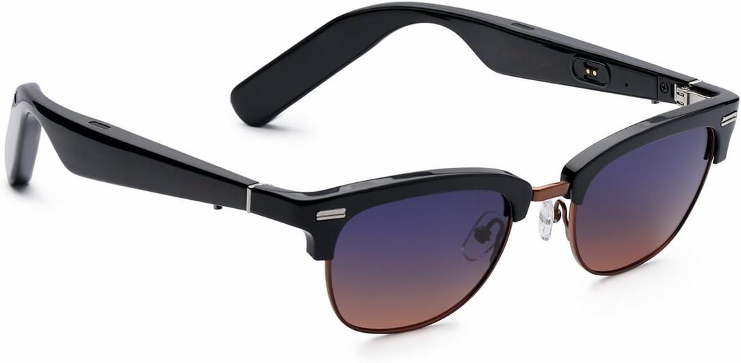 Nautica Spyglass Smart Sunglasses for Men & Women - Wireless Smart Glasses with Open Ear Speakers and Microphone, Polarized UV400 Lenses - Brown to Blue Gradient (Standard)