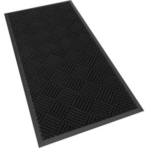 Front Door Mat, 48" x 24" Heavy Duty Indoor Outdoor Doormat | Non-Slip Backing Welcome Mats for Entryway, Low Profile, Commercial Door Mats, Black Diamond