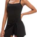 Women's Tennis Dress with Shorts Golf Athletic Workout Dress with Built-in Bra & Pockets Easy Peasy Shorts (Black, L)