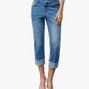 Sidefeel Women's Capri Jeans High Waisted Stretchy Roll-up Skinny Cuffed Cropped Zimbaplatinum Summer Capri Pants. Size 10,  Ashleigh Blue