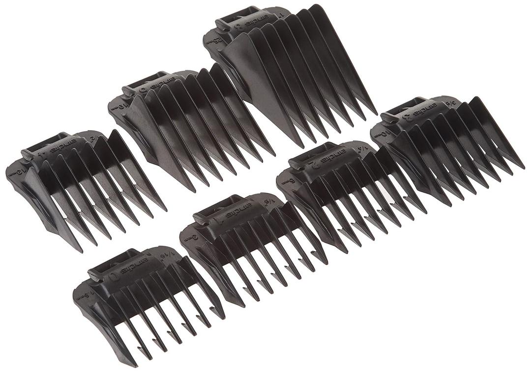 Andis 01380 7-piece Snap-On Comb Set - Easy to Use, Perfect Grooming Tool  Blade Attachments for MBA, ML & SM Model Trimmers - Black