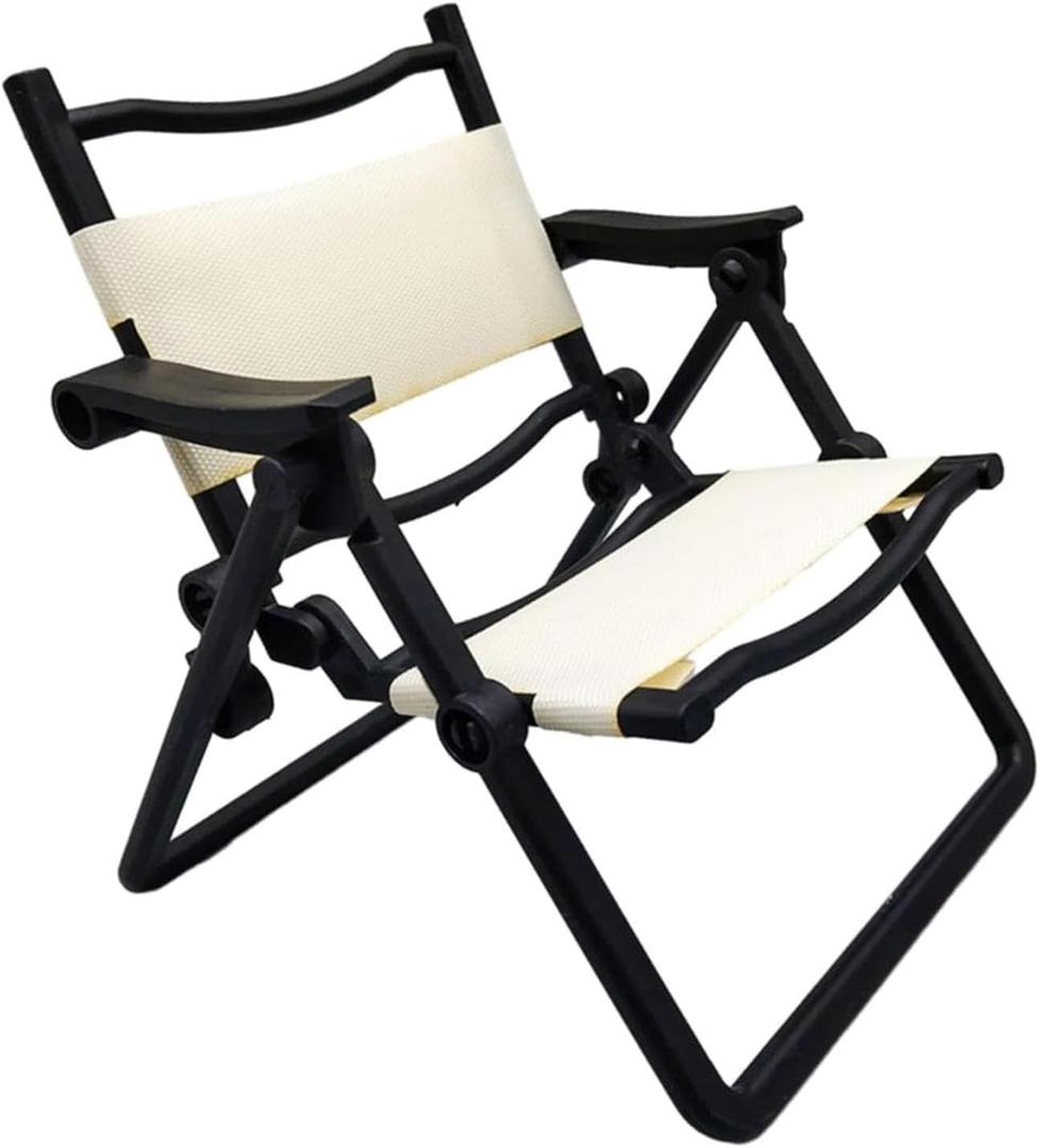 1/6 Dollhouse Chair Scale Furniture Folding Chair Model Sun Loungers for Dinning Room Decor Props (Black)