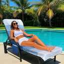 AELS Lounge Chair Towel Cover, Pack of 2 - Microfiber Beach Towels with Pockets, Fits Outdoor Garden Beach Hotel Pool Chairs, Non-Slip & Portable Design, 85" X 30", Ombre Blue Stripes