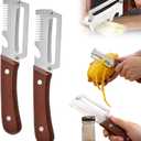 2 Packs Premium Vegetable Peeler with Wooden Handle, Multi-Functional Bottle Opener Kitchen Gadgets Tool for Fruit Pumpkin Potato Carrot Veggie