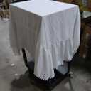 Cotton Fabric Tablecloth Tassels Stitching Washable Table Cloth for Wedding Party Dining Banquet Decoration Luxuriou Table Cover,White, 55x30 inch