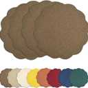 AHHFSMEI Round Faux Linen Placemats Set of 4 Heat Resistant Non-Slip Stain Proof Table Mats for Kitchen Dining Elegant Decor Place Mats (Brown,4)