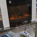 Fireplace TV Stand for Television up to 65+ Inch,Farmhouse Entertainment Center w/ 23'' Electric Fireplace, Large Storage Tv Console Stand with Sliding Barn Door & Adjustable Shelf -Gray