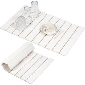 Oxydrily Stone Drying Mat for Kitchen Counter, Large Stone Dish Drying Mat Foldable, Absorbent Diatomaceous Earth Bath Mat Quick Dry for Kitchen Dishes Bottles Cups Bathroom Any Countertop 23" x 15.3" White