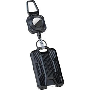 LIUGX Badge Holder with Airtag Retractable Keychain, Heavy Duty for Airtag Holder/Case, Durable ID Card Holder (Holds 4 Cards), with 31.5 Retractable Badge Reel Key Chain, 10,000+ Rebound, 8oz