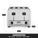 Waring Commercial WCT805B 4-Slice Heavy Duty Commercial Pop-Up Toaster, 208/240V, 2028/2700W, 6-20 Phase Plug, Silver, 10.5 x 11.5 x 9 inches