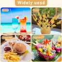 100 Pcs 12 Inch Long Cocktail Picks Fancy Toothpicks for Appetizer Bamboo Cocktail Sticks for Fruit Drink Dessert Barbecue Charcuterie Pearl Skewers for Wedding Birthday Baby Shower Party (Gold)