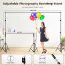 6.5 x 10ft Photo Video Studio Backdrop Support Stand Kit Adjustable Photography Support Stand Set Heavy Duty Background Screen Support System with Carrying Bag Clamps for Parties Wedding (Black)