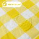 misaya Round Waterproof Vinyl Table Cloth, Buffalo Flannel Backed Tablecloth, Wipeable Plastic Table Cover for Dinner, Kitchen, Picnic (60", Yellow and White)