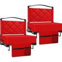 Stadium Seats with Back Support and Cushion Thick Padded Bleacher Chairs with Shoulder Strap, Portable Folding Stadium Seat Chairs for Bleachers Include Cup Holder and Side Pocket (Red, 2pcs)