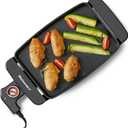 Elite Gourmet EGR8152 Electric 9.75" x 7" Personal Compact Griddle, Cool-touch Handles Non-Stick Surface, Removable/Adjustable Thermostat, Black