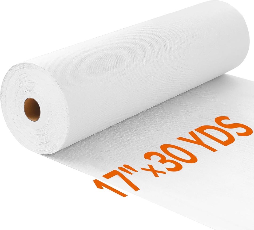 ZOMONETI Heavy Weight 17in x 30yd White Iron On Non-Woven Fusible Interfacing, Single-Sided Polyester Fabric for DIY Craft Supplies, Quilting, Sewing, Shirt Plackets, Dresses, Collars, Cuffs