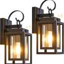 2 Packs Motion Sensor Outdoor Wall Lights, Modern Dusk to Dawn Exterior Lighting Fixture, Black Outdoor Wall Sconces Porch Light with Waterproof, Outside Farmhouse Wall Lantern for Front Door, Garage