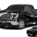 Kayme Truck Cover Custom Fit GMC Sierra(2002-2025) Double/Extended/Crew Cab SB. Full Exterior Heavy Duty Outdoor Pickup Truck Car Cover Waterproof All Weather.Car Tarp for Wind Sun Dust Protection. (PE-Black)