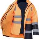 SMASYS Safety High Visibility Oxford Double Thick Reflective Jacket, ANSI Class 3, Construction Protective Work Wear (Small, Orange)