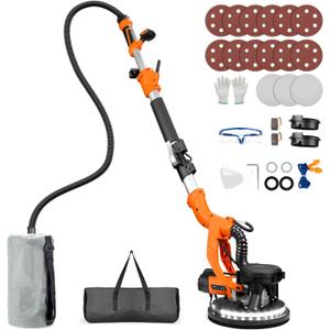Drywall Sander, 1000W Popcorn Ceiling Removal Tool, Automatic Drywall Sander with Vacuum Dust Collection, LED Light, 6 Variable Speed 800-2200RPM,15Pcs Sanding Discs, Foldable & Extendable Handle