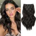 Clip in Hair Extensions, 16 Inch Natural Black Curly Hair Extensions Clip Ins, 8PCS Synthetic Hairpieces for Thinning Hair