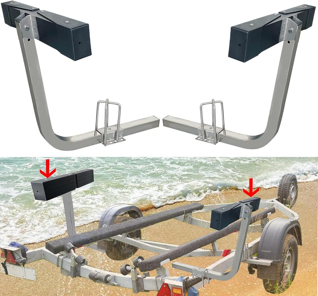 316 Stainless Steel Boat Trailer Guides 20 inch Thickening Aluminium Alloy Square Tube Kit with High-Grade Rubber Crash Pads Replace Carpet Fabric