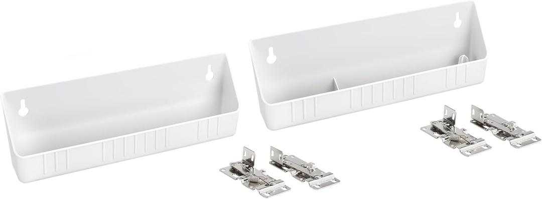 Rev-A-Shelf 11" Tip-Out Plastic Sink Trays for Kitchen and Bathroom Base Cabinet, Pack of 2 Pullout Vanity Shelf Home Organizer, White, 6572-11-11-52