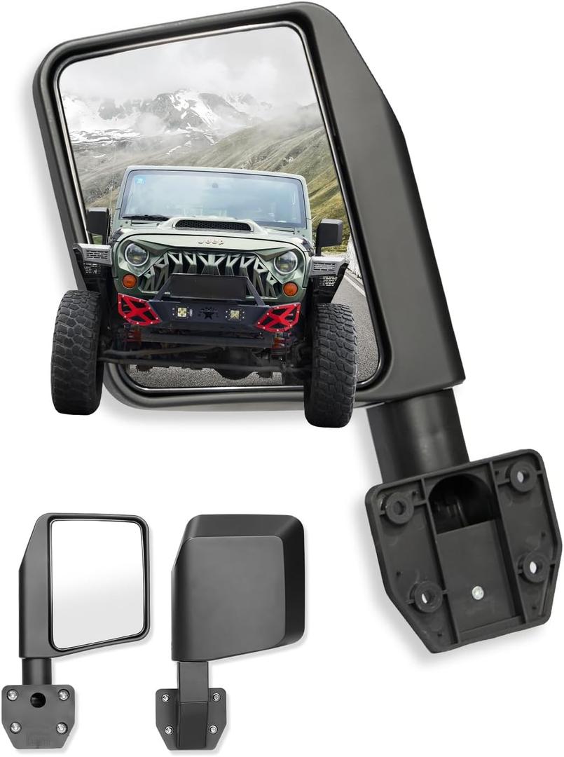 Side Mirrors for Half Doors Side View Mirrors for Tubular Doors Compatible with Jeep Wrangler TJ JK JL Gladiator JT 1997-2025 -1 Pair