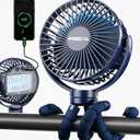 FRIZCOL 12000mAh Portable Stroller Fan, Use As Power Bank, 65H Battery Operated Fan Flexible Tripod Clip On Fans, Detachable Personal Handheld Baby Fans for Stroller, Car seat, Desk, Treadmill (Blue)