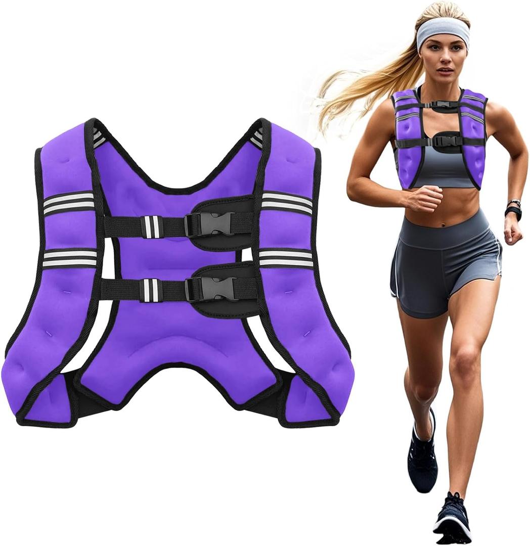 Poudee Weighted Vest, 8lb Weight Vest for Men Women, Body Weight Vests Adjustable with Reflective Stripe for Strength Training, Running, Workout, Jogging, Walking