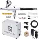 Airbrush Kit with Air Compressor, Dual-Action Air Brush Painting Set, Gravity Feed Airbrush Spray Kit for Nails, Model Cars, Tattoo, Art Gifts