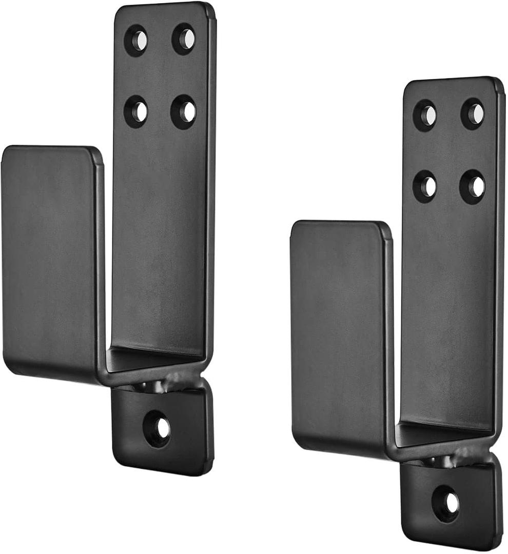 Door Barricade Brackets,AINAFIX 2 Pack Drop Open Bar Holder for Home Security, 2x4 Bar Brackets Prevent Unauthorized Entry, Carbon Steel,Black