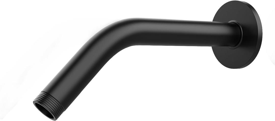 Shower Arm with Flange, 6 Inch Matte Black Shower Pipe, Wall Mount Replacement Angle Shower Head Extension Arm for Fixed Shower Head & Handheld Showerhead