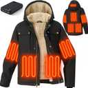 Glaais Heated Jackets for Men with 12V 18400mAh Battery Pack Included, Mens Heated Jacket Rechargeable with Sherpa Lining (3X-Large, Black)