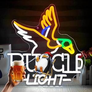 Beer Neon Sign Duck Beer Neon Light for Wall Decor Dimmable Bar filled with excitement! LED Sign for Man Cave Bars Pub Party Store USB Powered Sign Light for Gift