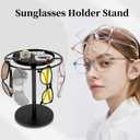 LSK Metal Sunglasses Organizer, Glasses Holder Stand with Storage Tray, Eyeglasses Holder with Anti-Slip Pads for Tabletop, Desk, Dresser, Matte Black