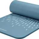 Retrospec Solana Yoga Mat 1" Thick With Nylon Strap For Men & Women - Non Slip Exercise Mat For Home Yoga, Pilates, Stretching, Floor & Fitness Workouts (Blue Mist)