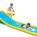 Inflatable Water Slide with Sprinkler for Kids,15FT waterslide with 2 Inflatable Surf Riders and Built-in Sprayer for Ages 6 and Up Backyard Summer Sprinkler and Splash Water Toy Outdoor Fun