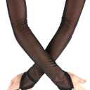 MASIKA Women's Black Long Gloves, Fingerless Gloves, Party, Opera, Evening Dress, Role Playing Accessories.